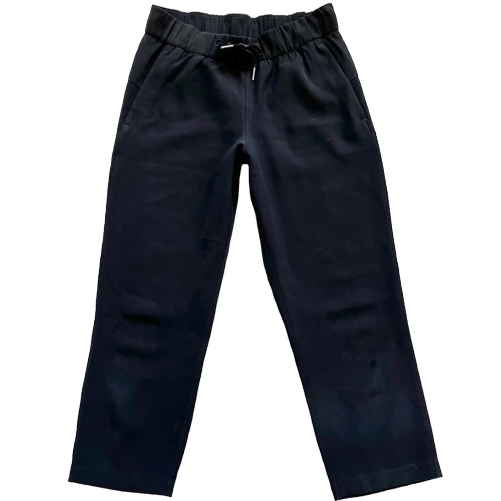 LULULEMON WOMENS BLACK ELASTIC WAIST CROPPED PANT MINIMALIST MODERN STYLISH